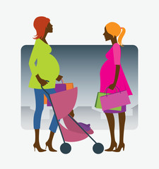 Walking pregnant girls