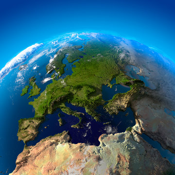 Fototapeta View on Europe from a height of satellites