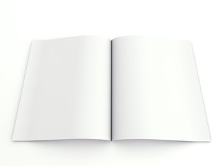 Blank opened advertising folder isolated on white background.