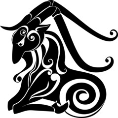 tattoo Capricorn. Astrology sign. Vector zodiac