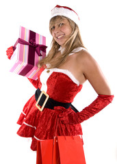 jeune femme et le cadeau - noël