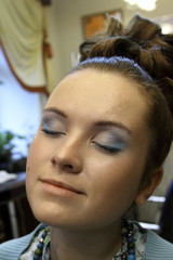 Face of the girl in make-up salon