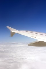 Airplane wing in the air