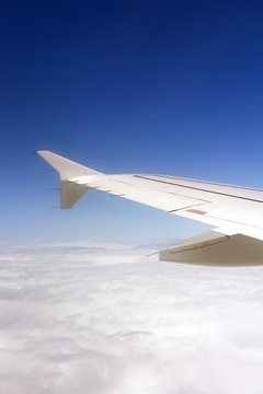 Airplane wing in the air