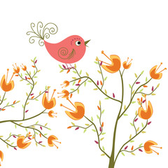 cute flowers and bird