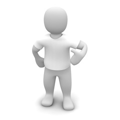 Man wearing white t-shirt. 3d rendered illustration.