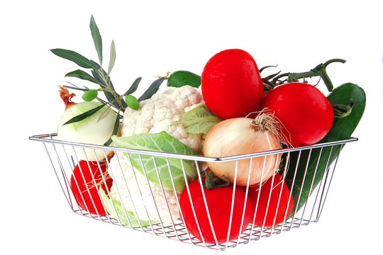 market basket with vegetables