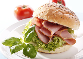 Tasty sandwich with ham