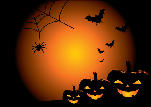 halloween vector background with pumpkins