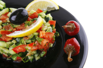 grille chicken meat chunks served black