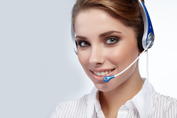 Beautiful Customer Representative girl with headset