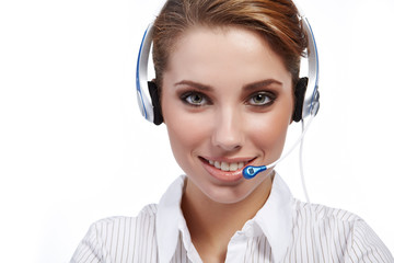 Beautiful Customer Representative girl with headset