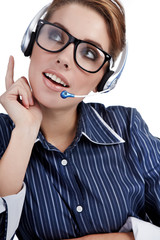 Beautiful Customer Representative girl with headset