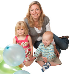 Fototapeta na wymiar Blonde Woman with Two Children