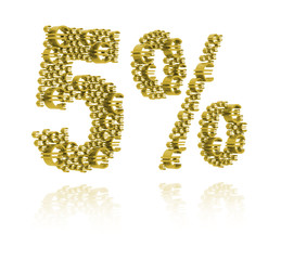 3D Illustration of  five percent