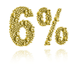 3D Illustration of  six percent