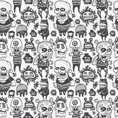 funny characters ornament, seamless vector pattern