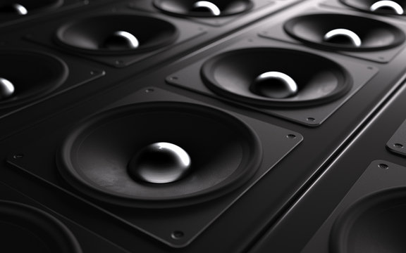 A powerful audio system. Array of speakers