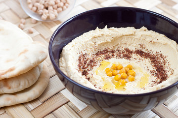 Hummus served with pita bread