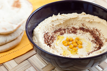 Hummus served with pita bread