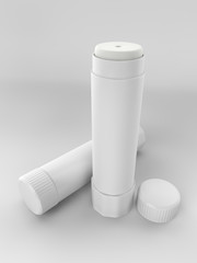 A render of a couple of glue sticks over a white background