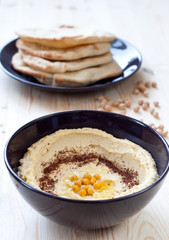 Hummus served with pita bread