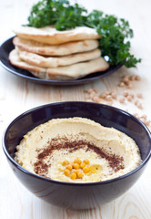Hummus served with pita bread