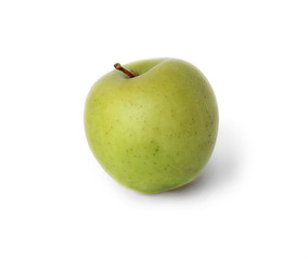 Ripe green apple on a white background