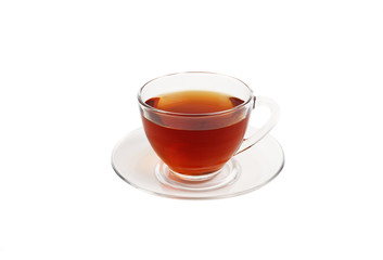 Glass Cup of Tea on white background