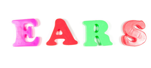 ears written in fridge magnets