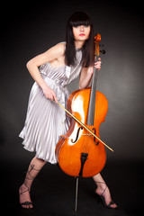 Brunette girl with cello