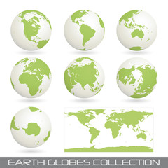 collection of earth glob, white-green