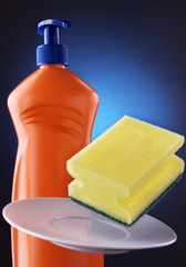 detergent and sponge