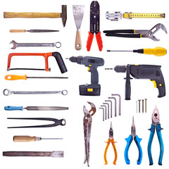 Große Kollektion verschiedener Werkzeuge