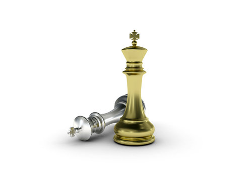 Golden chess king standing