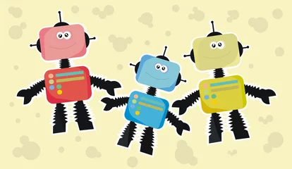 Wall murals Robots robot family (children's theme)