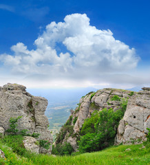 magical view from the mountains to the valley