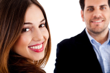 happy male and female