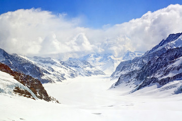 Fototapeta na wymiar Closeup of Great Aletsch Glacier Jungfrau Switzerland