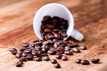 cup with coffee beans