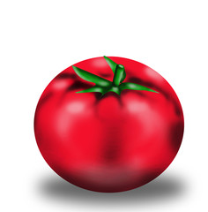 Fresh tomato with shadow isolated on white background