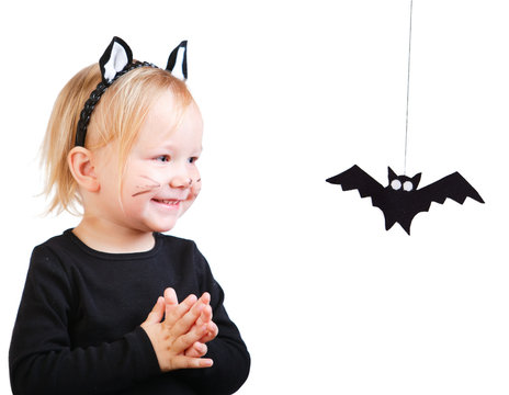 Toddler Girl In Black Cat Costume