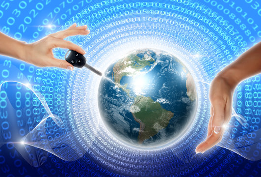 Hands, line, planet earth