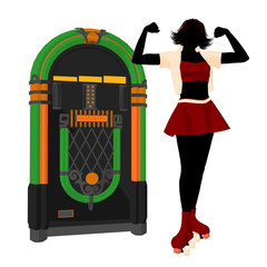 Fifty's Girl Illustration Silhouette