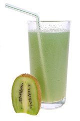Naklejka na ściany i meble kiwi fruit and a glass of juice on a white background