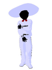 African American Mariachi Boy Silhouette Illustration