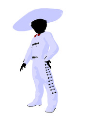 African American Mariachi Boy Silhouette Illustration