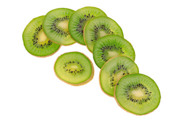 cut kiwi fruit on white background