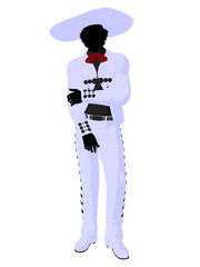 African American Mariachi Silhouette Illustration