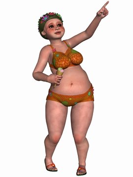 Weinbliche Fantasie Figur im Badeanzug